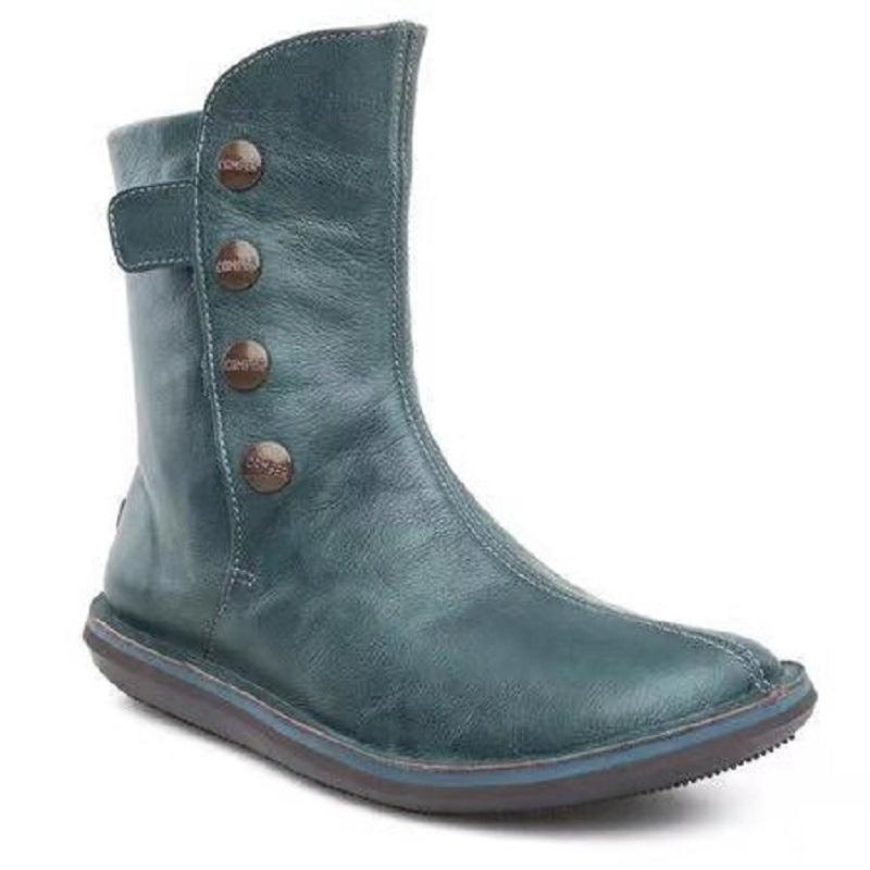 

Women boots autumn winter vintage pu leather casual flat platform ladies shoes punk western female booties botas mujer, Brown