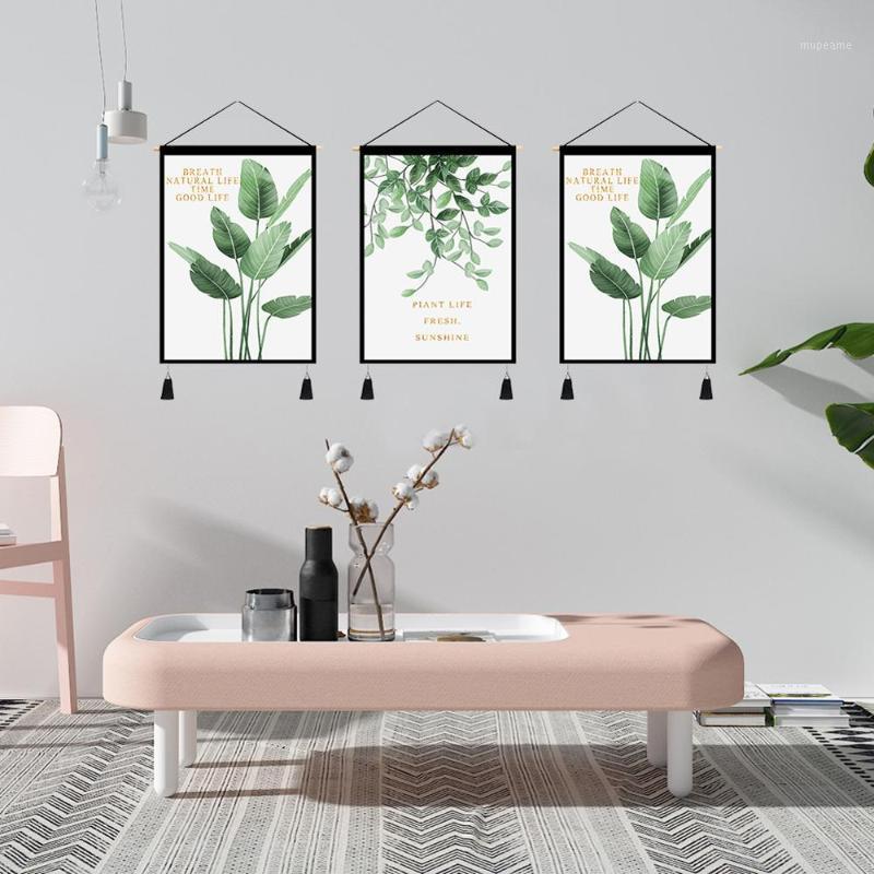 

3 Pieces Ins Style Nordic Tapestry Green Plant Tapestry Hotel Decoration Painting Meter Box Fabric Decoration1