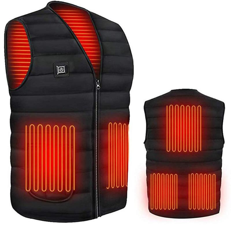 

Electric Heated Jackets Vest Men Women Heating Coat USB Electric Cotton Outdoor Coat Winter Thermal Warmer Jackets Veste Homme, Black