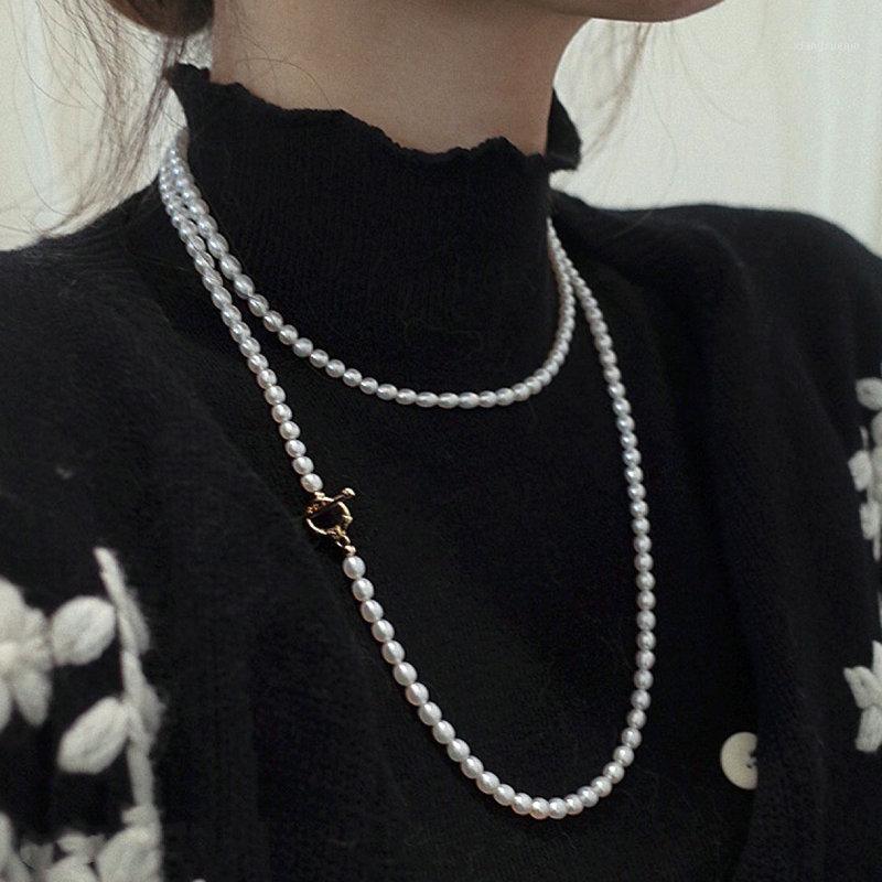 

Pendant Necklaces SINZRY Luxury Lady Jewelry 5-6mm Luster Natural Freshwater Rice Pearl Sweater, Silver