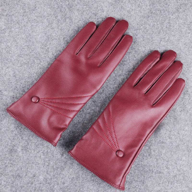 

Luxurious Women Girl Leather Winter Super Warm Gloves Cashmere 100% Brand new high-quality PU Driving gloves and warm in winter