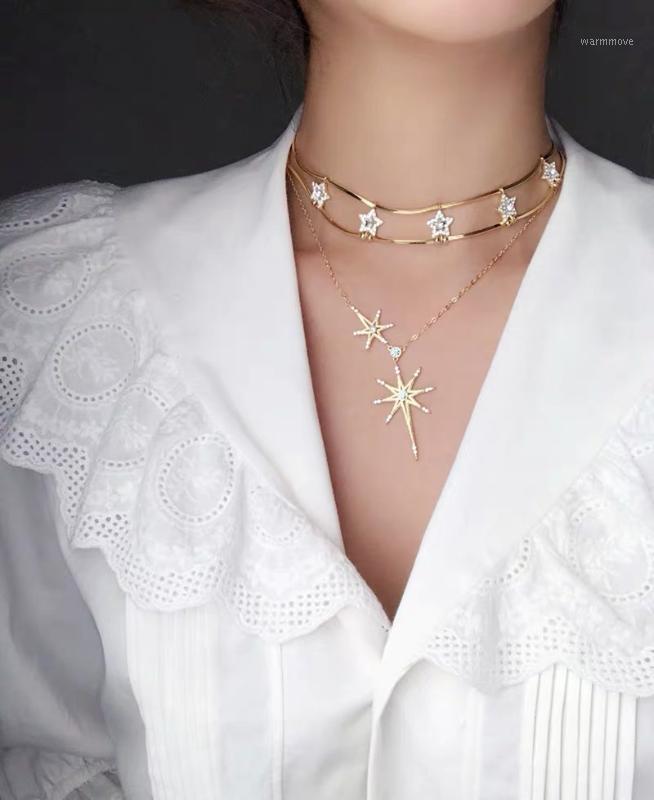 

Crystal Chic Shining Star Multilayer Rhinestone Choker Short Chain Metal Design Layered Necklace For Women Party Jewelry Gifts1