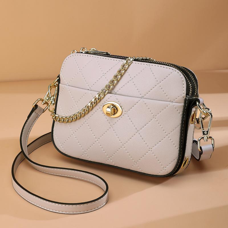 

Fashion Simple Small Bag Cowhide Female Bag Korean Camera Chain Messenger Handbags for Women 2021, Grey