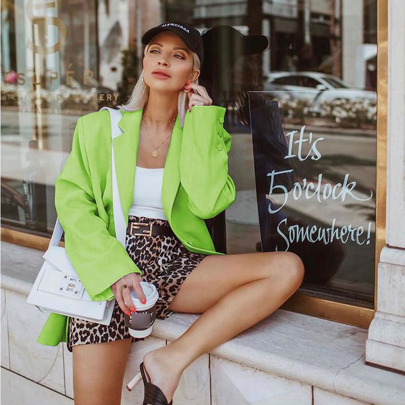 

Women Green Suit Jacket Formal Blazer 2020 Button Pocket Women Blazer Work Office Business Suit Outwear womens clothing, Black