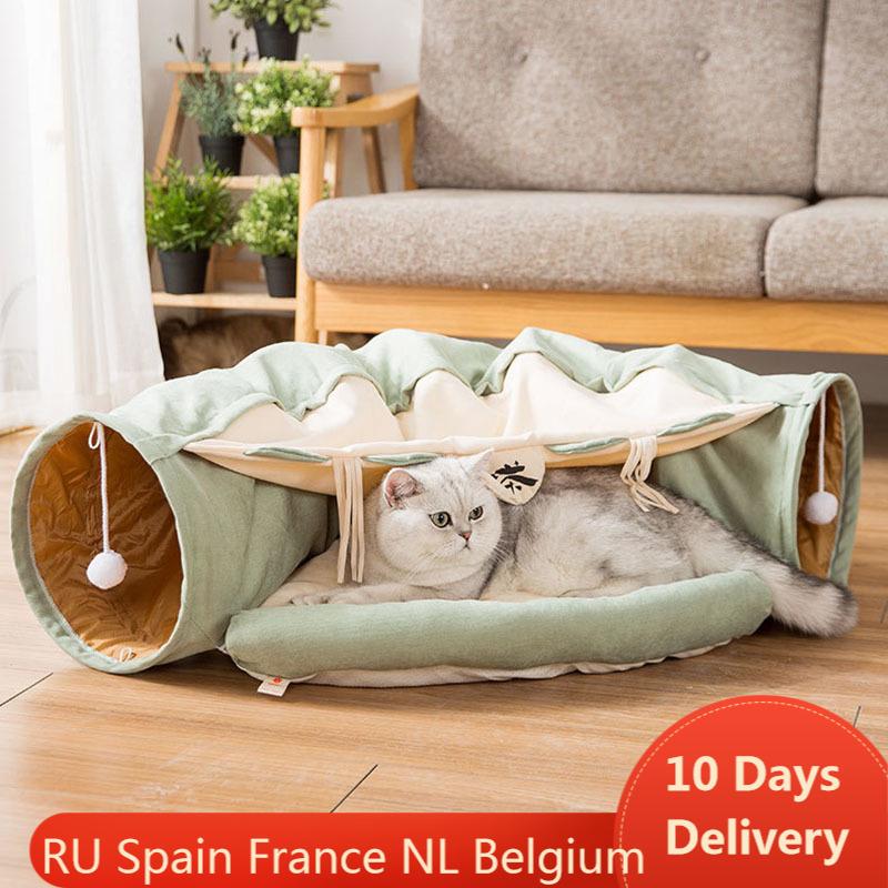 

Pet Cats Tunnel Cat Toys Interactive Play Toy Pet Tube Collapsible Kitten Play Tubes Ring Bell for Cat Ferrets Bed