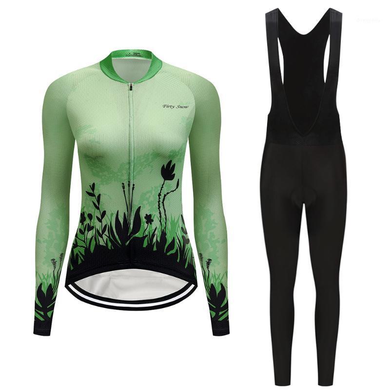 

Autumn women cycling jersey long sleeve set 2020 bike clothes bib pants Maillot MTB bicycle clothing ladies suit sport dress kit1, Jersey and pants