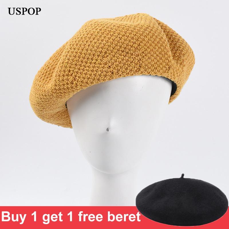 

USPOP Women berets kintting beret hats autumn hats for women casual adjustale beret1, Model 2