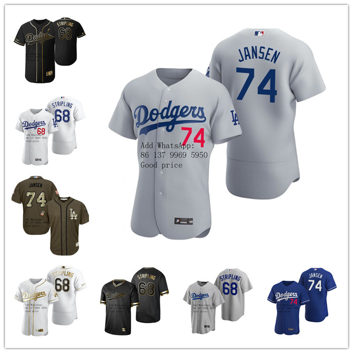 

Custom Men women youth Los''Angeles''Dodgers 68 Ross Stripling 74 Kenley Jansen White Gray Authentic 2020 Road Jersey
