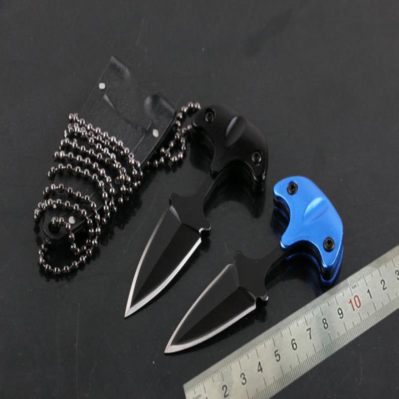 

EDC-7.3cm Tactical Key Steel Neck Knife Camping Portable Cold Fixed Knife Faca Self-defense Blade Outdoor Chain Survival Mini Overall Shset