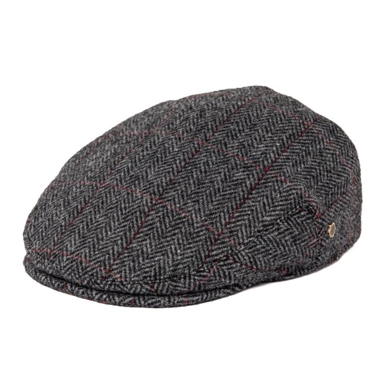 

Plaid Gray Flat Cap Wool Herringbone Newsboy Caps Tweed Blend Men Women Beret Classic Cabbie Driver Hat Golf Hunting Ivy Hats, Dark gray