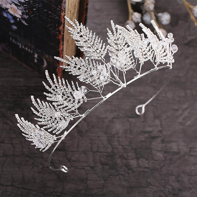 

Hair Clips & Barrettes Silver Color Rhinestone Leaf Tiaras And Crowns Royal Princess Diadema Bridal Wedding Party Crown Headbands For Women