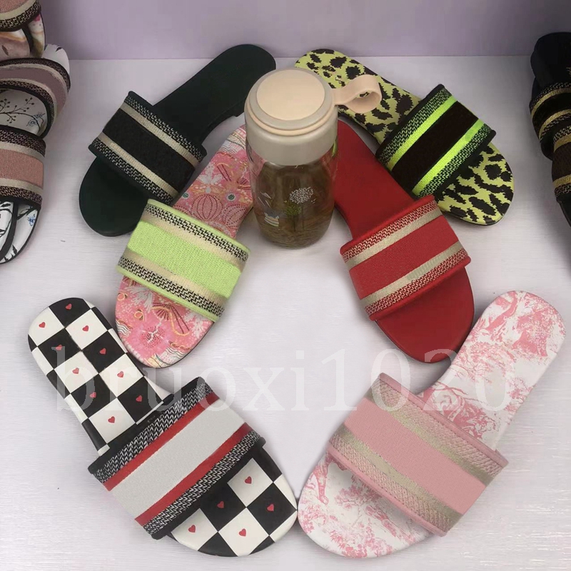 

Classics sandals Fashion slipper slides Floral brocade Gear bottoms Flip Flops women shoes striped Beach causal Slippers, Box