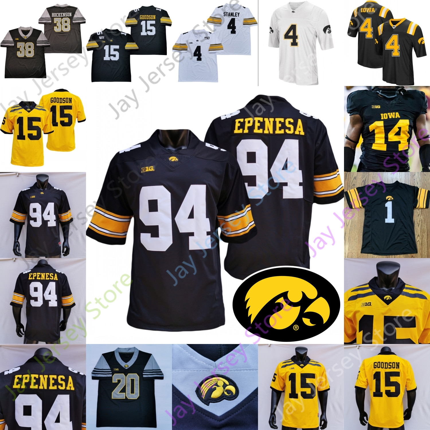 

IOWA Hawkeyes Football Jersey NCAA College Nate Stanley Toren Young Smith Tracy Jr. Welch Jones Fant Nelson Wirfs Scherff Gallery Clark Wade, Black iii