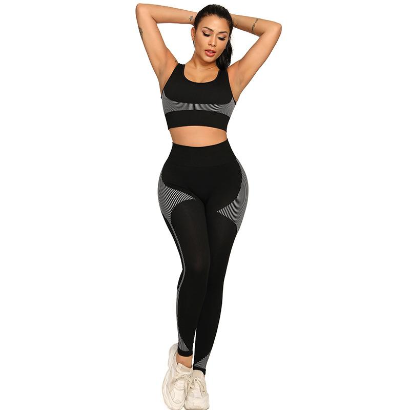 

Seamless Yoga Sets Sport Set Gym Suit Women Workout Clothes for Women Bra and Sport Push Up Leggings Yoga Sets 2 Piece Set, Black bra