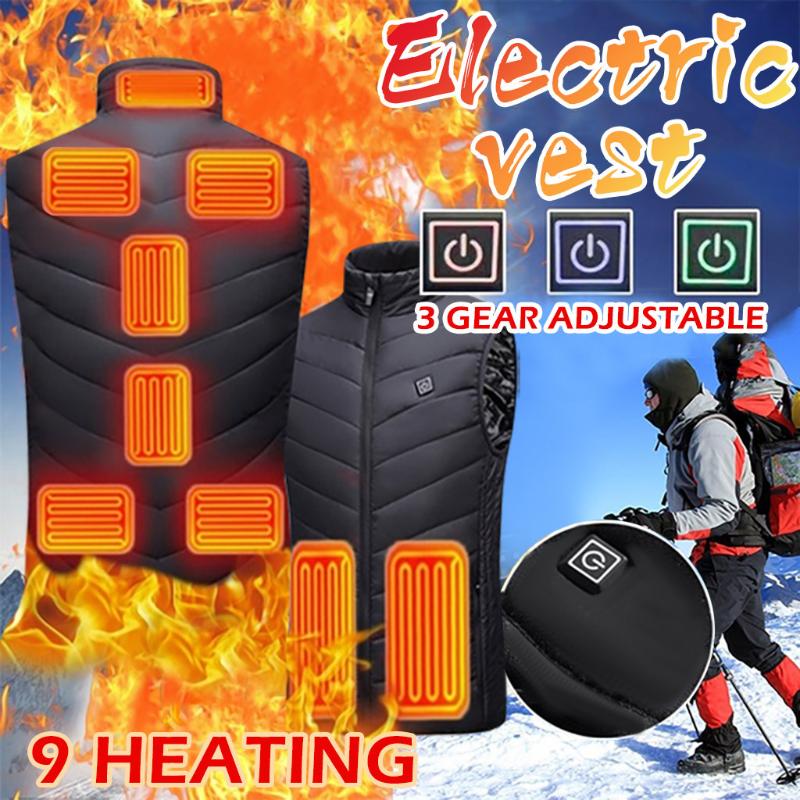 

Outdoor Warm Clothing Heated For Riding Skiing Fishing Charging Via Heated Coat Warm Jacket Clothing For Sports Hiking Riding, Black