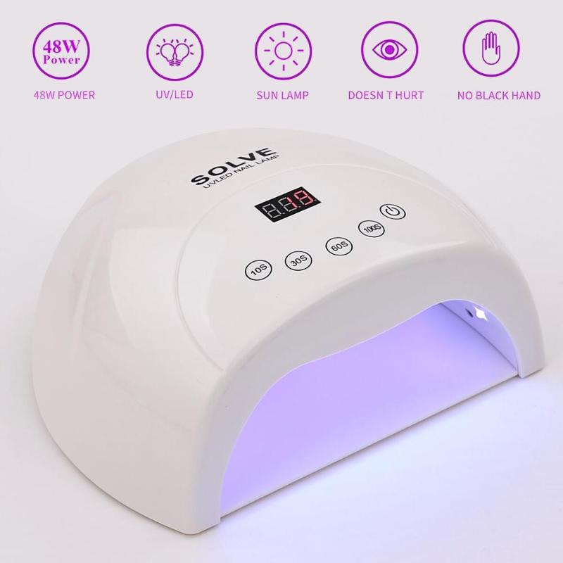 

48W Nail Lamp, Portable LED UV Nail Light Dryer with 4 Timer Setting, Senor For Gel Nails Art Tools, White