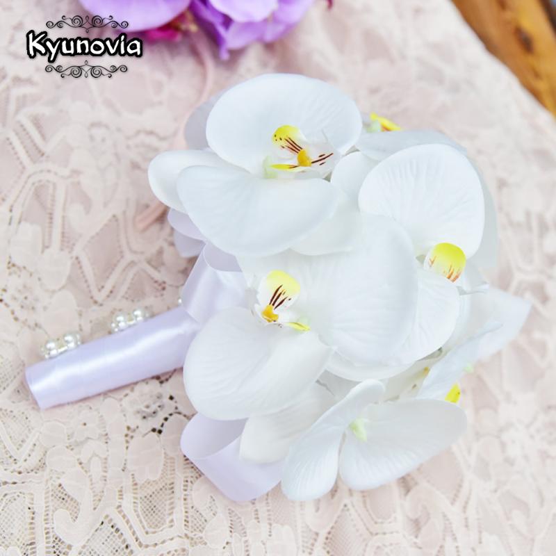 

Kyunovia Mini Flower Girl Wedding Bouquet Bridesmaid Wedding flowers orchid Bridal bouquet Fake Home Decoration BY12, Style 15