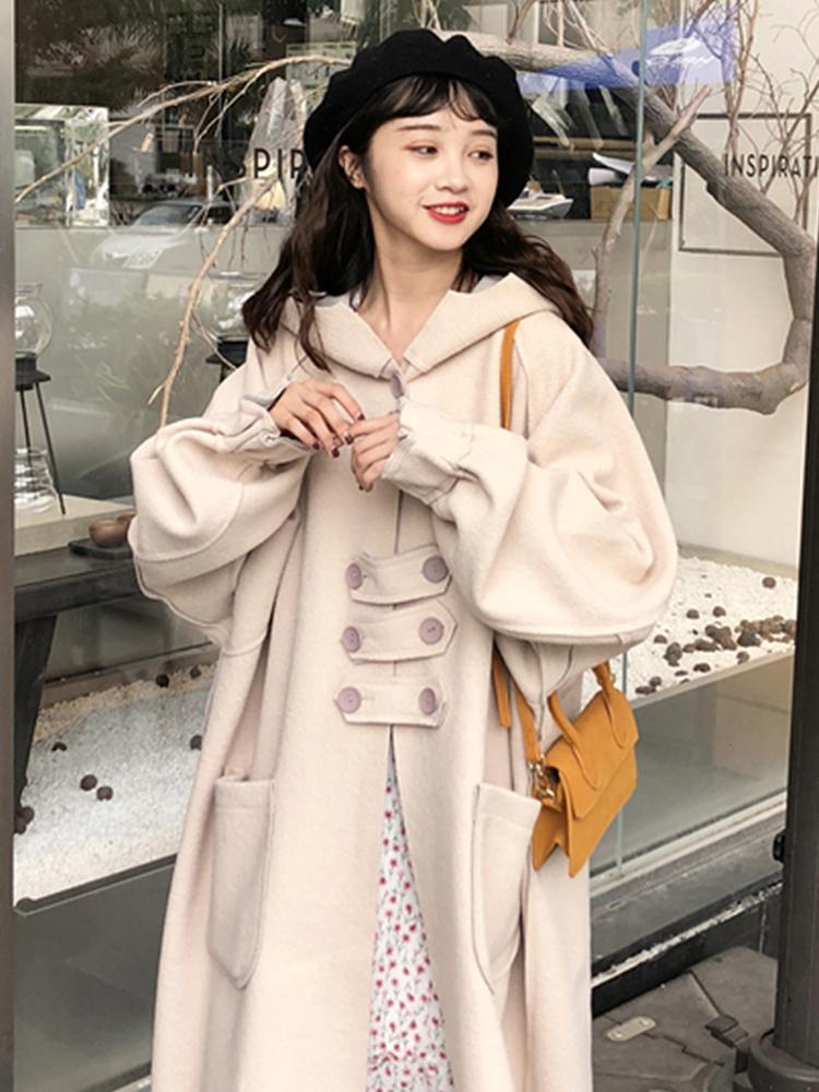 

Woolen Coat Women Long Winter Jacket Women Loose luxury Fashion Winter Coat Jacket Plaszcze Damskie Zimowe Clothing BE50NZ, Khaki