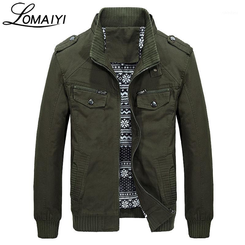 

LOMAIYI Men's Style Pure Cotton Spring Autumn Jacket Men Casual Coat With Zipper Pockets Khaki Male Jackets,BM1681