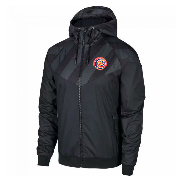 

2020 costa rica national team adult hooded windbreaker jacket winter windproof zipper Quick Dry sports hoodies soccer jacket Running Jackets, Black;red