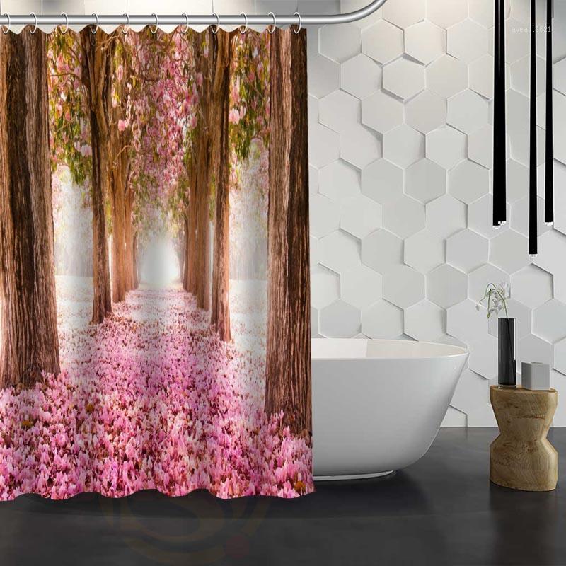 

Hot Sale Custom Cherry Blossom Flower Shower Curtain Waterproof Fabric Shower Curtain for Bathroom F#Y1-171