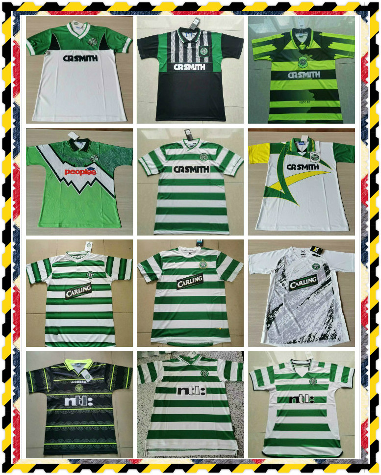 

1991 1992 1995 1996 1997 1998 1999 2005 2006 retro soccer jerseys LARSSON NAKAMURA JOHNSON Classic Vintage Celtic football Sports shirts, Black;yellow