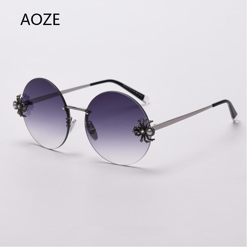 

Sunglasses 2021 Ladies Retro Rimless Spider With Round Fashion Designer Punk Style Gradient UV Women Ins 1