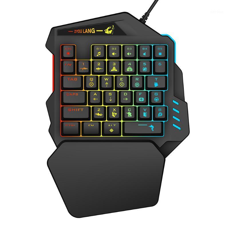 

One-Handed Mechanical Feel Gaming Keyboard RGB Backlit USB Wired Mini Gaming Keypad Game Controller for PC PS4 Xbox PUBG Gamer1