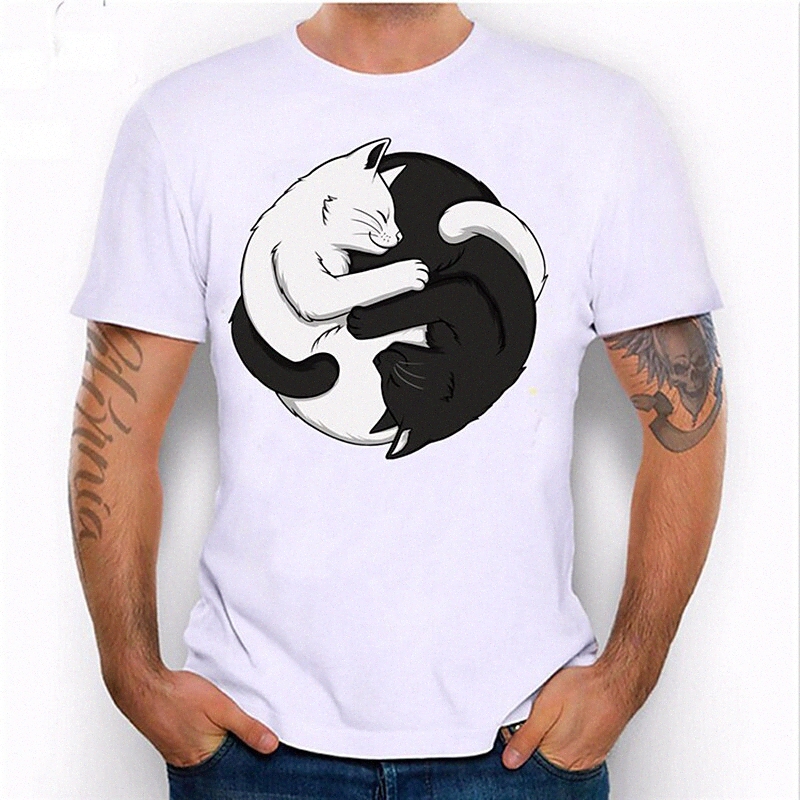 Men's Unisex T shirt Hot Stamping Cat Animal Plus Size Round Neck Daily Print Short Sleeve Tops Basic Casual White / Summer l9gS#