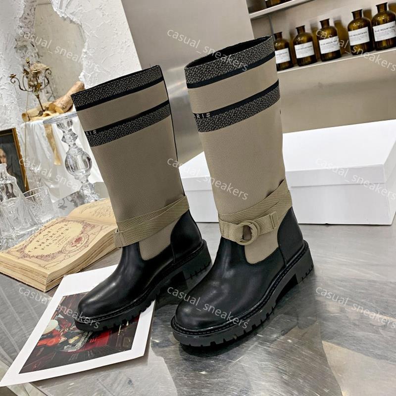 

20ss Womens Major Boot Taupe Black Technical Fabric and Leather Booties Women Fashion Flat Boots Lady Snow Martin Boot winter