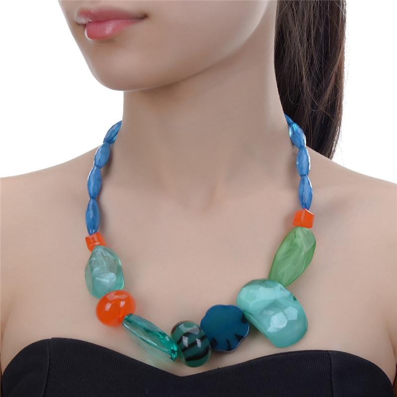 

JEROLLI Bohemian Vintage Choker Necklace Women Resin Stone Necklaces & Pendants Collier Femme Beads Necklaces Jewelry Collares