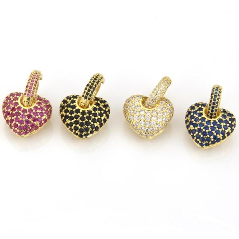 

Fashion Heart Hoop Earrings For Women Rose Red/Blue/Black/White Cubic Zircon Stone CZ Earings For Wedding Ear Jewelry Hot Sale1
