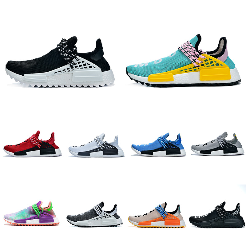 

2020 NMD Human Race Shoes Running Shoes Pharrell Williams Equality Nerd Black Nobel Ink Human Races Mens Shoes Women Trainers Sneakers 36-47, With original box