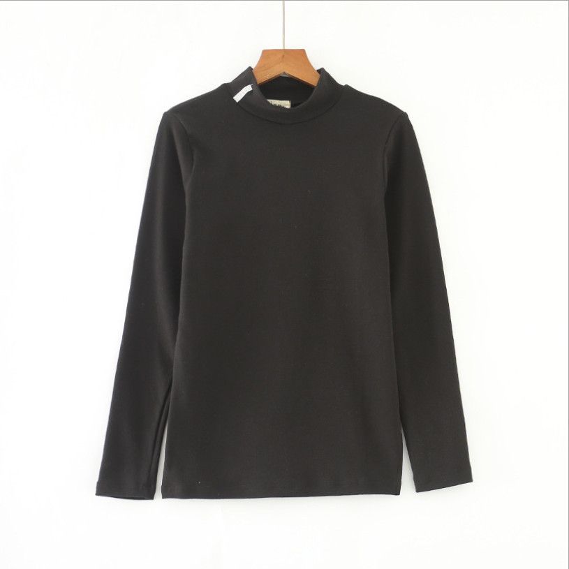 

2021 Spring New Stuffed Turtleneck Female Bottom Shirt Wool Pull Long Sleeve Woman's Sweater 6B01, Black