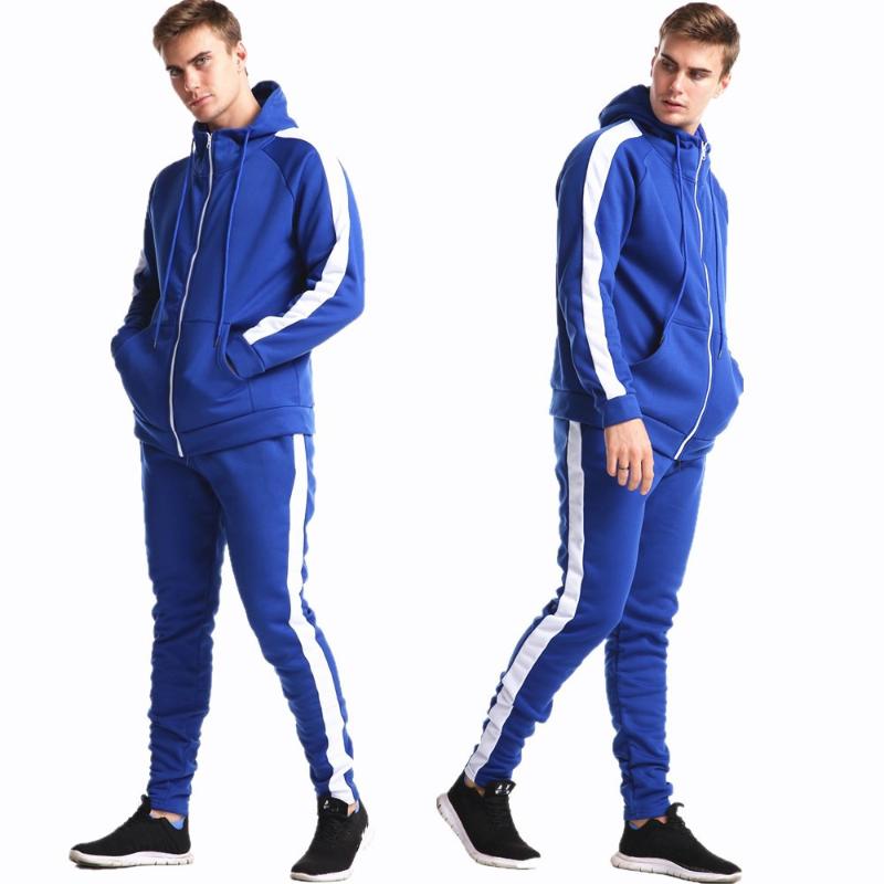 

2021 Autumn and winter men's casual sportswear long-sleeved hooded + pants suit jogging sports warm hoodie suit, Black