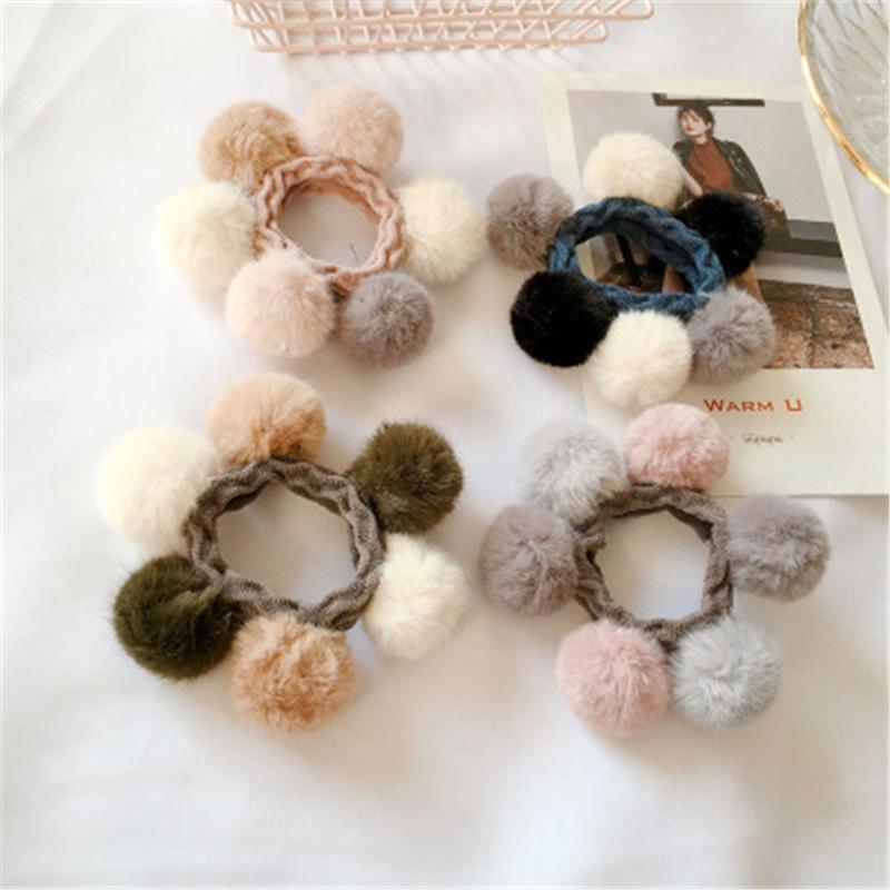 

Girl Women Elastic Hair Band Scrunchie Plush ball Head wear Cute Fashion Hair Accessories Winter Korean Handmade Wholesale