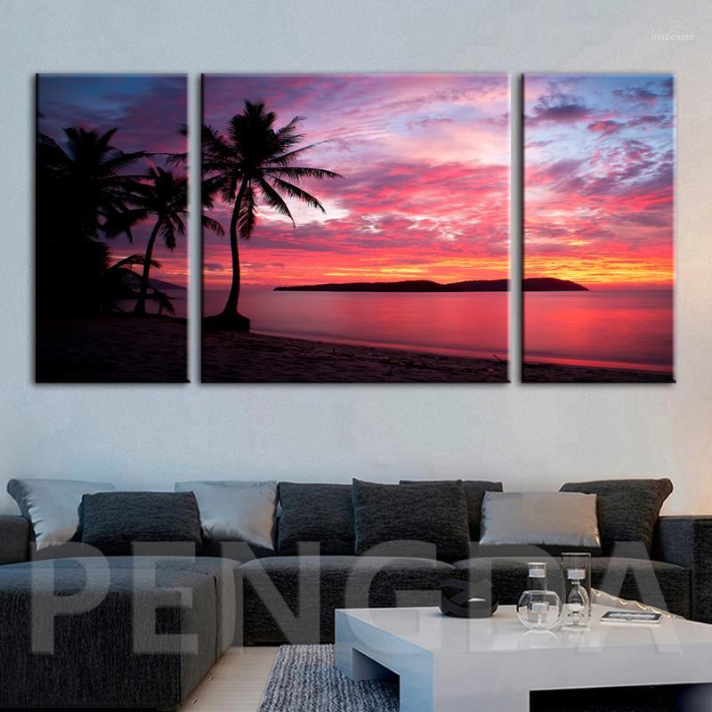 

Canvas Paintings Home Decor Modular Seaside Setting Sun Landscape Pictures Modern Printed Poster For Living Room Wall Art Frame1