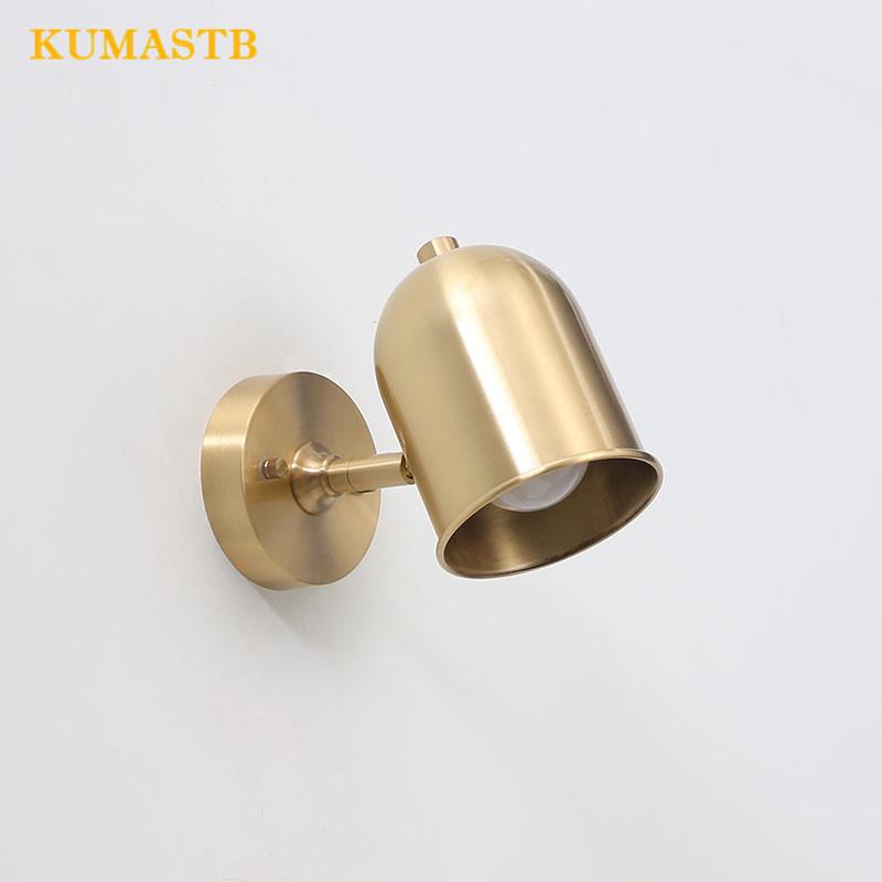 

Mirror Front Lamp Vintage Bedroom Bedside Wall Light Nordic Wall Sconce Bathroom Aisle Corridor LED Plated Metal Lamps