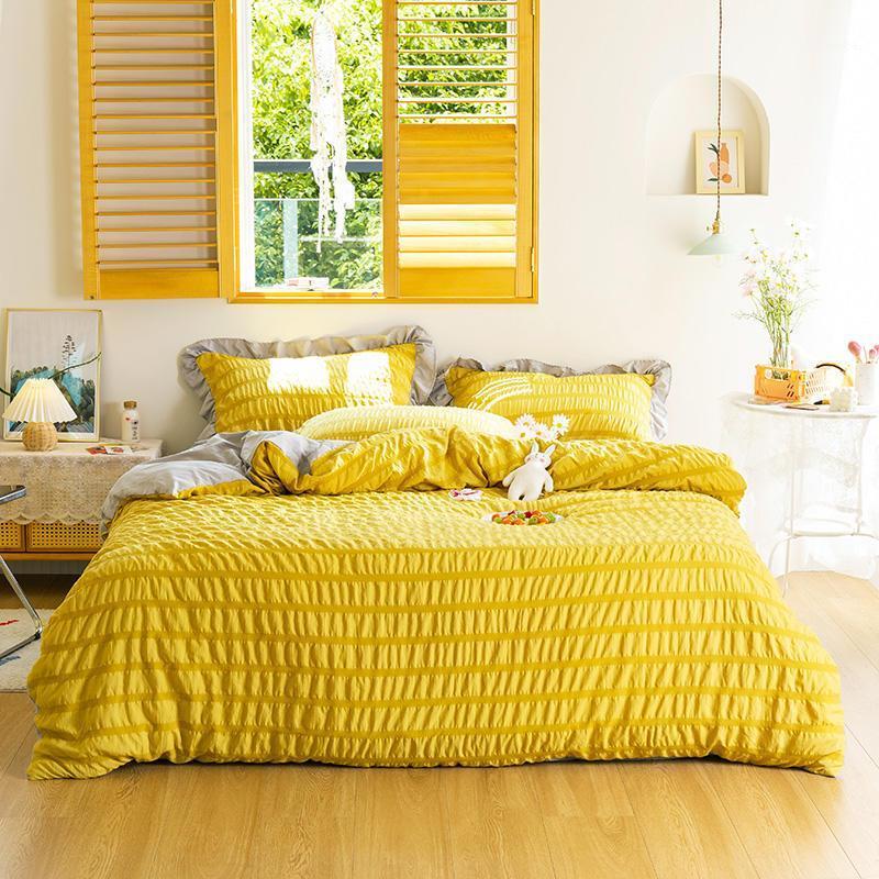 

Bonenjoy Queen Size Bed Linen Set For Kids Yellow Color Lovely Bed Cover Set With Pillowcase For Single King Size Bedding1, Hs.nh