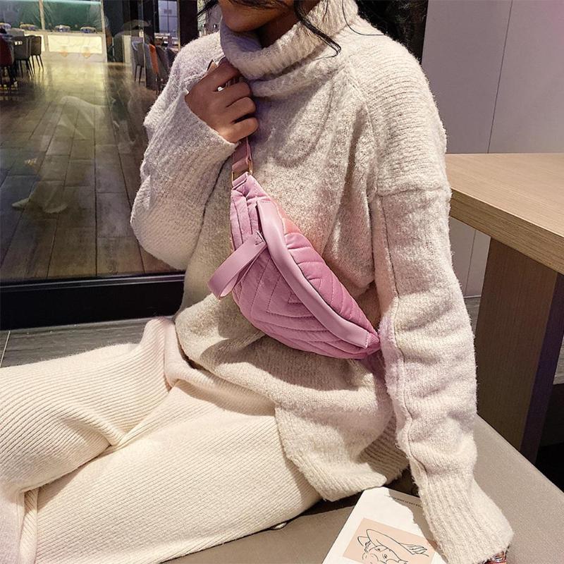 

Solid Color Waist Belt Bag For Women 2021 Chest Purse Shoulder Messenger Bag Plush Soft Cute Shoulder Bags For Women, Black