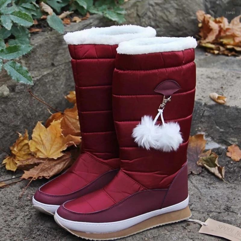 

2020 Women's Snow Boots Platform Winter Boots Thick Plush Waterproof Non-slip for Christmas Women Warm Fur Botas De Mujer1, Red