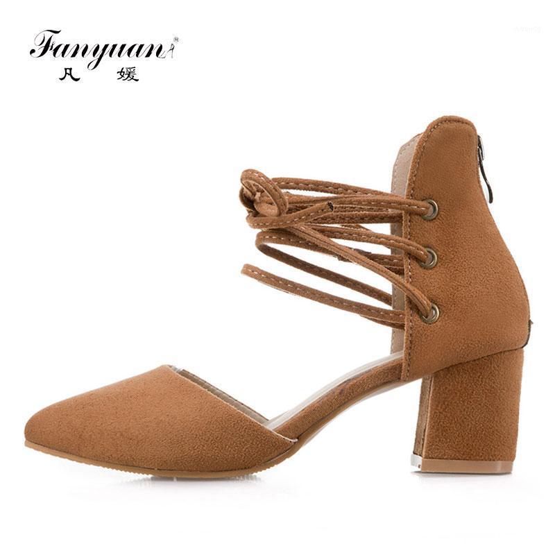 

Fanyuan Spring Shoes Woman Pumps Retro Pointed Toe High Heels Shoes Cross-Tied Ladies Party Zipper Girl's Footwear Black1, Beige