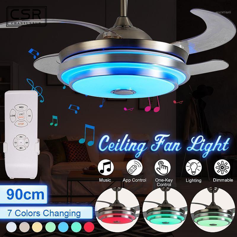 

Modern Bluetooth Music Ceiling Fan Light Intelligent Mobile Phone APP Remote Control Fan Lamps Restaurant Living Room 110V 220V1