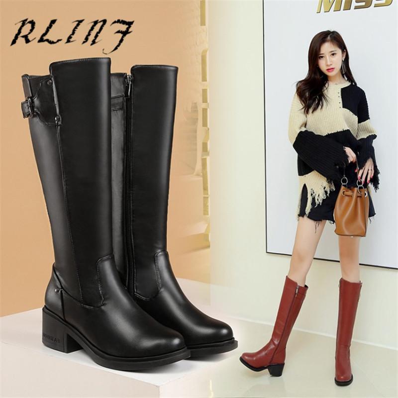 

RLINF PU High Tube Sleeve Round Head with Women's Boots1, Black