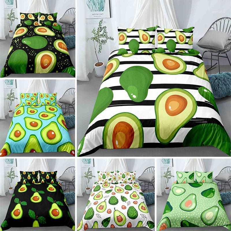 

Hot Sell Cartoon Quilt Covers Avocado Printing Pattern Bedding Sets Soft Duvet Cover Set Pillowcases Multi Size 2/3 Pcs1, Bs3341