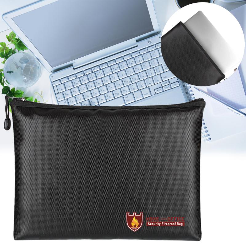 

Document Bag Valuables Large Space Zipper Closure Envelope Pouch Fireproof Waterproof Practical Safe