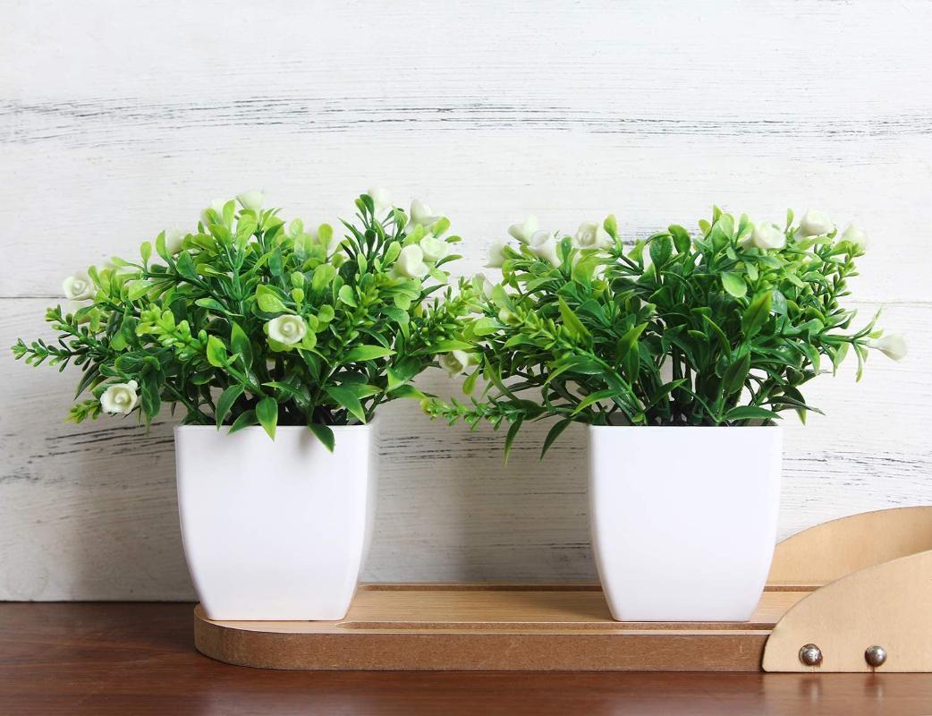 

Mini Simulation Green Plant Potted Home Decoration Office Desk Decoration House Plants Bonsai1, Set of 2