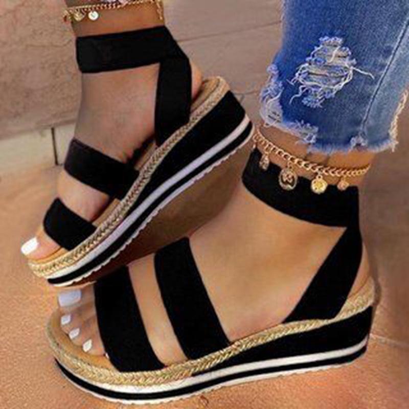 

Women Shoes Platform Sandals Thick Bottom Ladies Sandals Peep Toe Beach Chaussures Femme Platform Summer Shoes Woman, Black