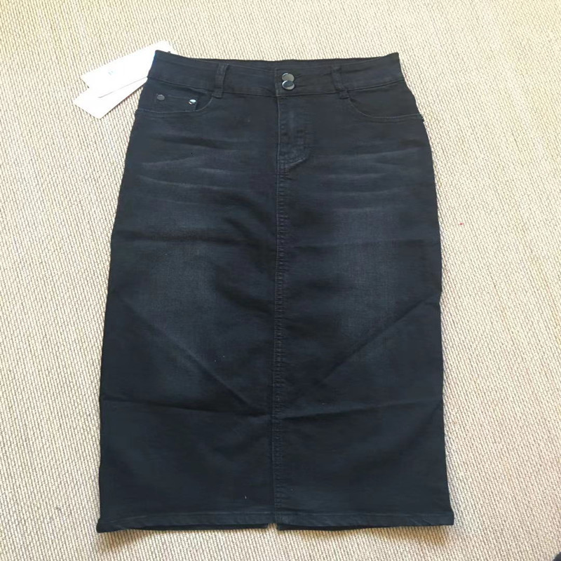 

Female Jeans Waist Elastic Back Crack Black Skirt Ivsu