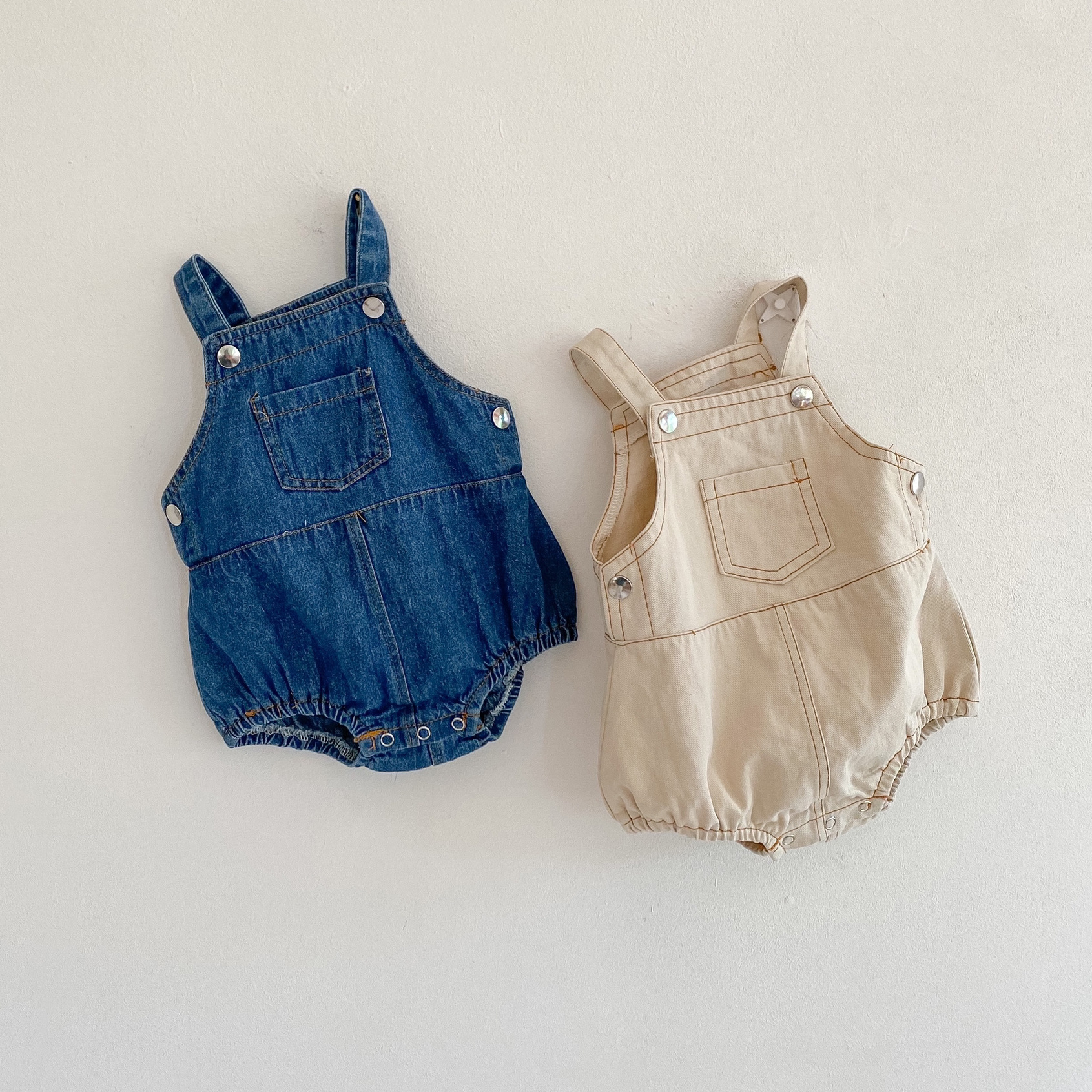 

Spring Summer Baby Boys Girls Cowboy Romper Infant Suspender Jumpsuit Cute Newborn Denim Strap Causa Onesie Climb Clothes C6790, Blue